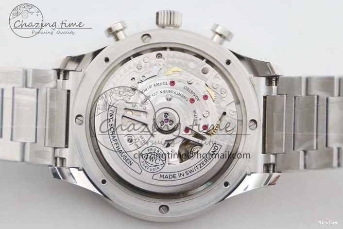 MIROTIME 1223 FastDry Portugieser Chronograph IW371615 ZF Best Edition Green Dial on SS Bracelet A7750 (Slim Movement) 7038